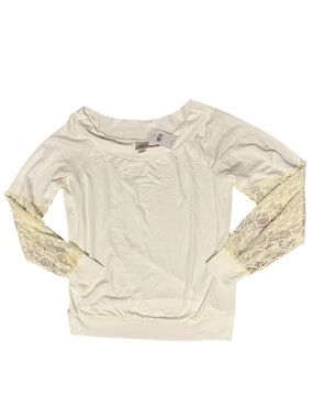 Daytrip Cream Off The Shoulder Lace Sleeve Top Sz L NWT